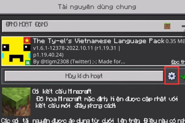 Nhấn vào biểu tượng hình bánh răng