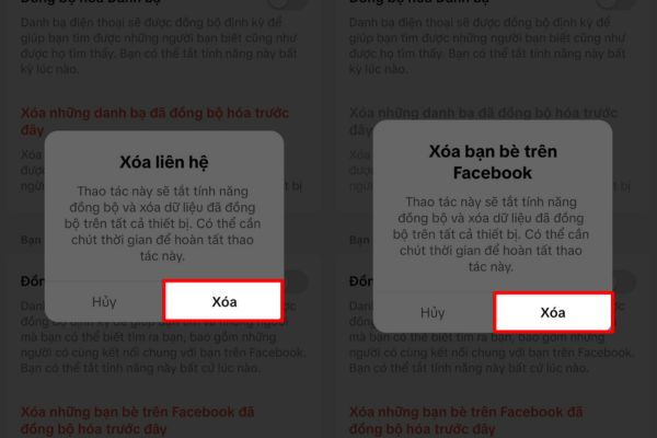 Xóa bỏ dữ liệu đồng bộ