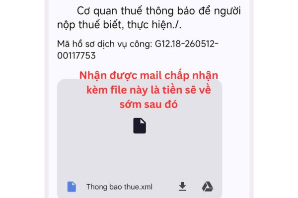 Mail chấp nhận từ Cơ quan thuế