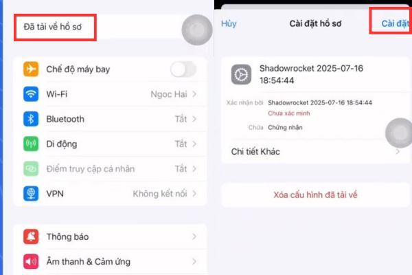 Click on Downloaded profile