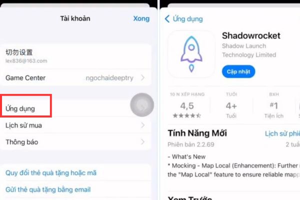 Go to Applications, find Shadowrocket