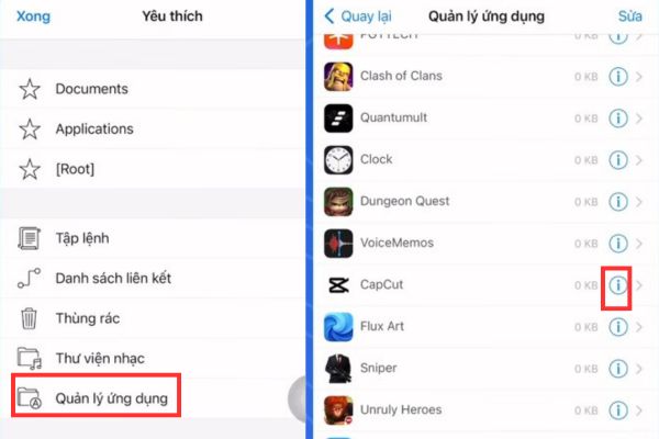 Nhấn vào chữ i