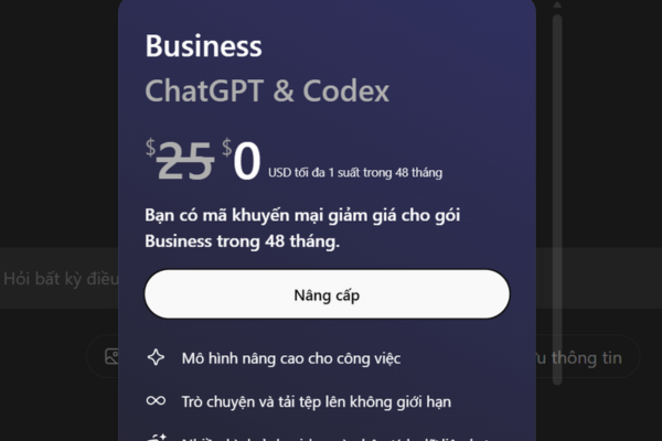Nhấn vào chữ Nâng cấp