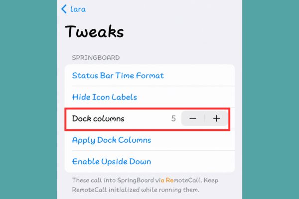 Adjust the number of Dock columns as desired