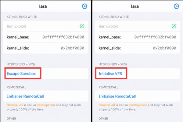 Select Initialise VFS