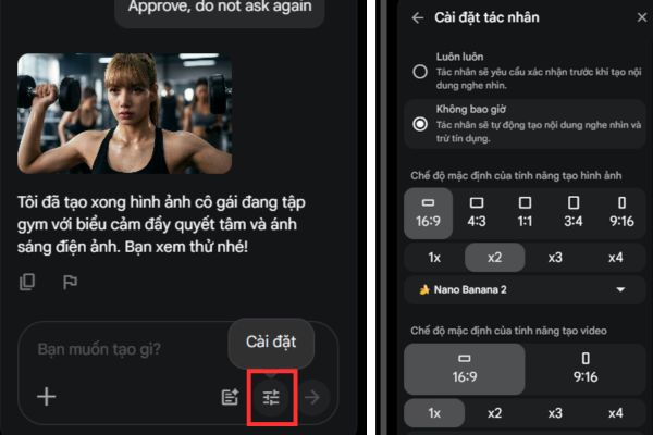 Bấm vào biểu tượng Cài đặt
