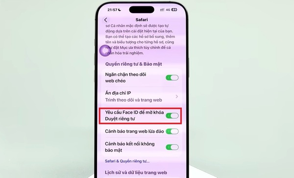 Lock incognito tabs with Face ID