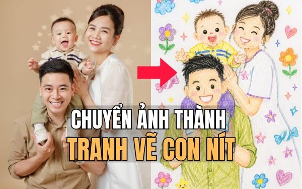 prompt chuyển ảnh thành tranh vẽ con nít