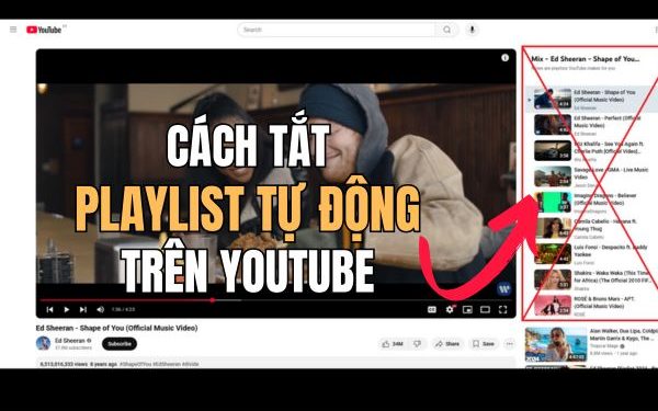 tắt danh sách phát tự động trên YouTube