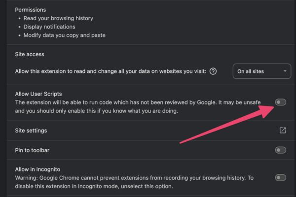TruyenDrive: Biến Google Drive thành trình đọc manga chuyên nghiệp 14 Bật Allow User Scripts