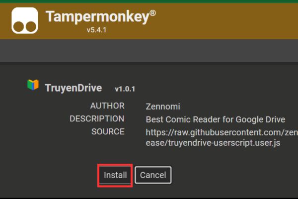 TruyenDrive: Biến Google Drive thành trình đọc manga chuyên nghiệp 15 Nhấn nút Install