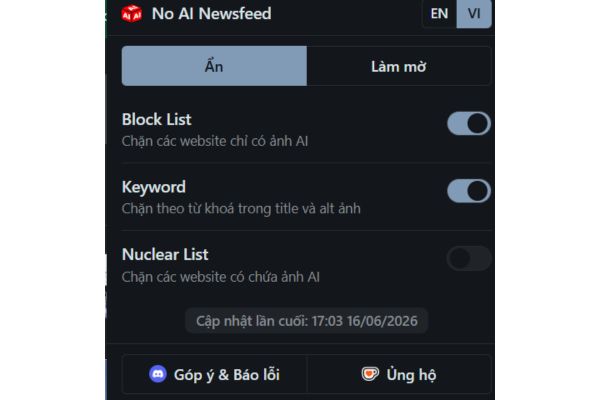 Tiện ích chặn ảnh AI No AI Newsfeed