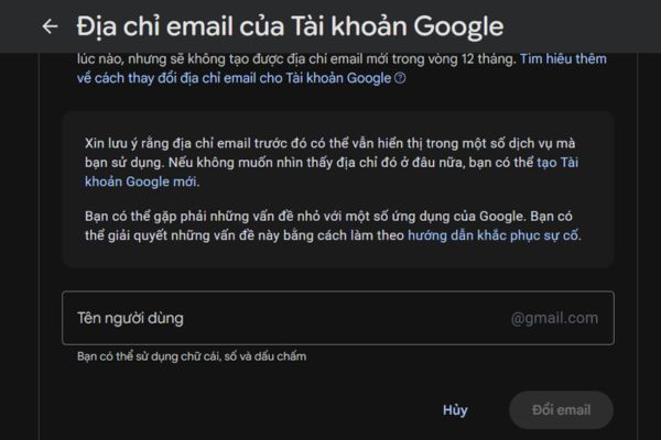 Bấm chọn Đổi email