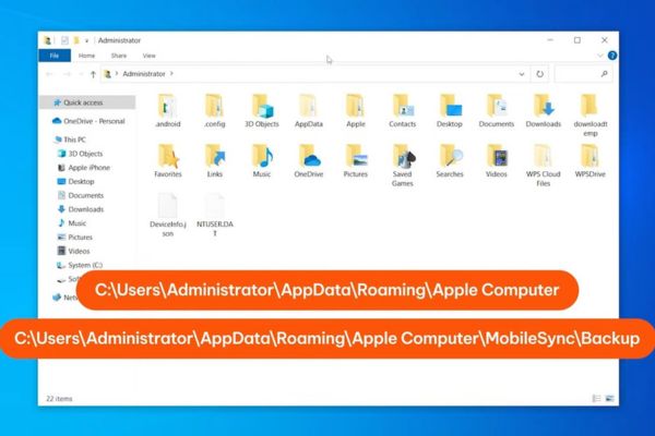 Tìm đến thư mục chứa file Backup