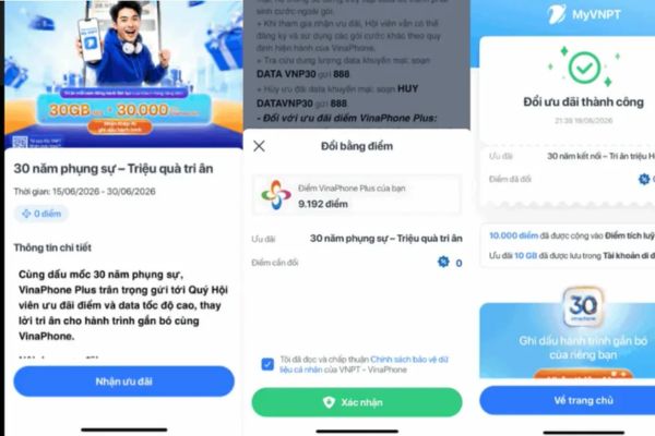 Hướng dẫn cách nhận 30GB data VinaPhone miễn phí