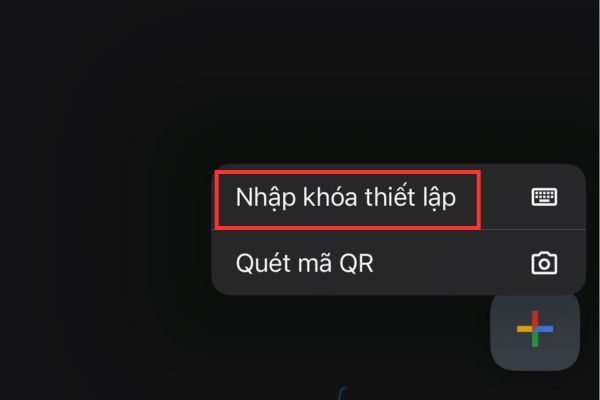 Chọn Nhập khóa thiết lập