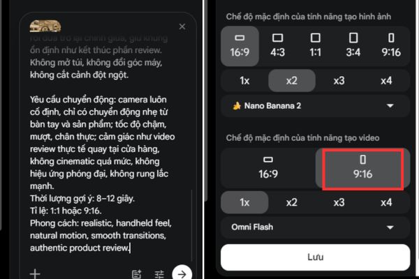 Instructions on how to create POV product review videos using Flow 17 Select the frame size as 9:16