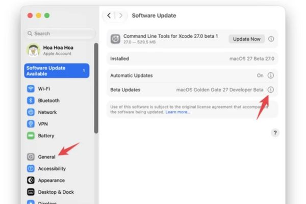 Cập nhật lên phiên bản macOS 27