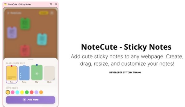 NoteCute – Extension to create super cute sticky notes