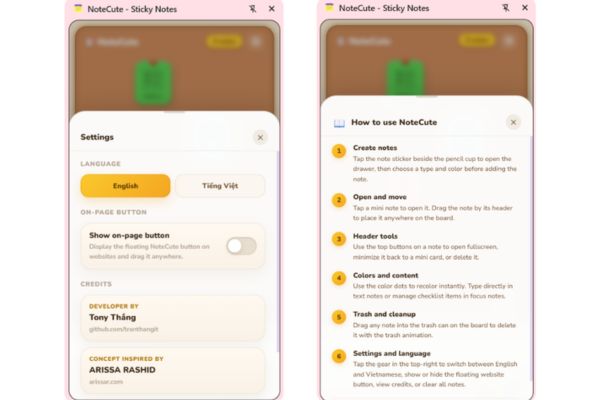 The application supports both English and Vietnamese bilingually