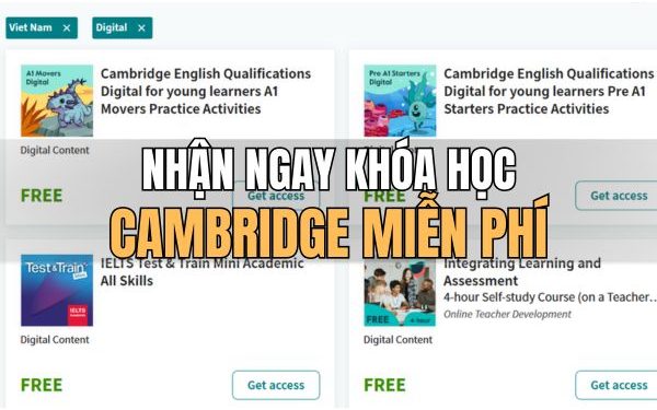 khóa học Cambridge miễn phí