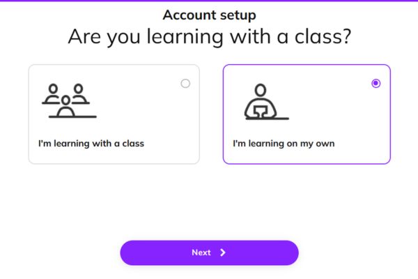 Chọn mục I’m learning on my own