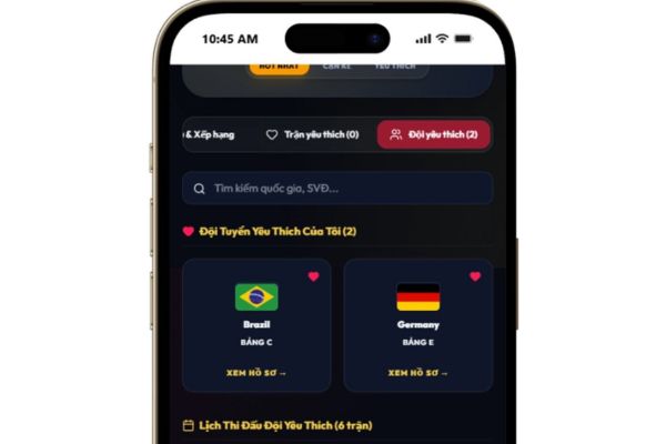 Mark your favorite matches and teams