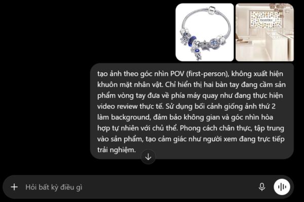 Thay tên sản phẩm trong prompt thành tên món đồ thực tế