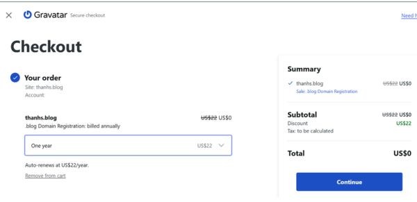 Bật mí cách nhận tên miền miễn phí 1 năm từ Gravatar