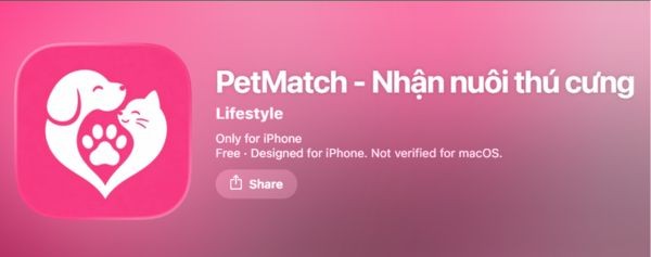 Ứng dụng nhận nuôi chó mèo PetMatch