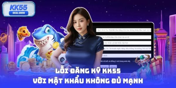 Lỗi đăng ký KK55 với mật khẩu không đủ mạnh