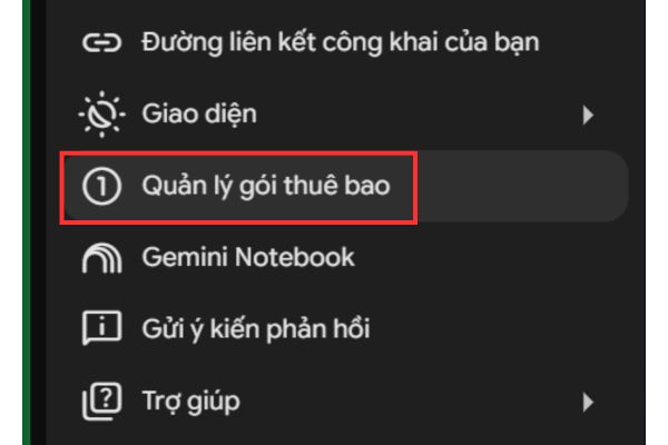 Chọn Quản lý gói thêu bao
