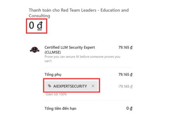 Enter code AIEXPERTSECURITY in the box
