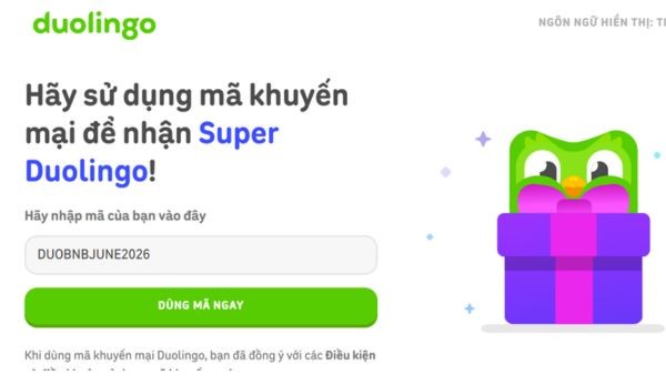 Nhập chính xác mã code DUOBNBJUN2026