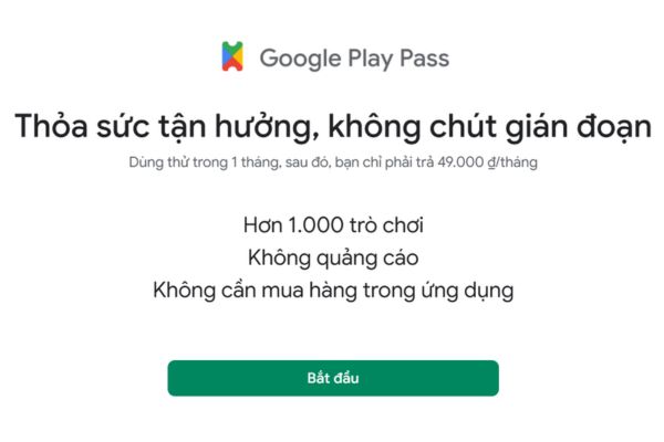 Instructions for getting Google Play Pass for 1 month for free