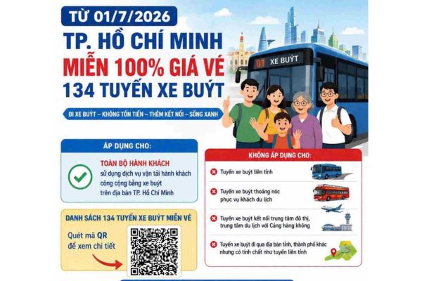 Instructions for taking free buses in Ho Chi Minh City from July 2026