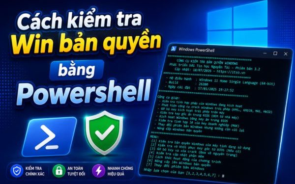 kiểm tra Win bản quyền bằng Powershell
