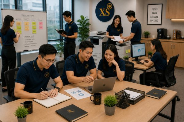 Nhân viên văn phòng tra cứu kết quả xổ số theo tỉnh trên Ketquanet