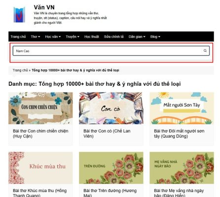 Công cụ tìm kiếm của Văn VN rất thông minh