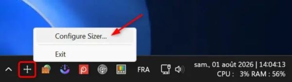 Chọn dòng Configure Sizer....