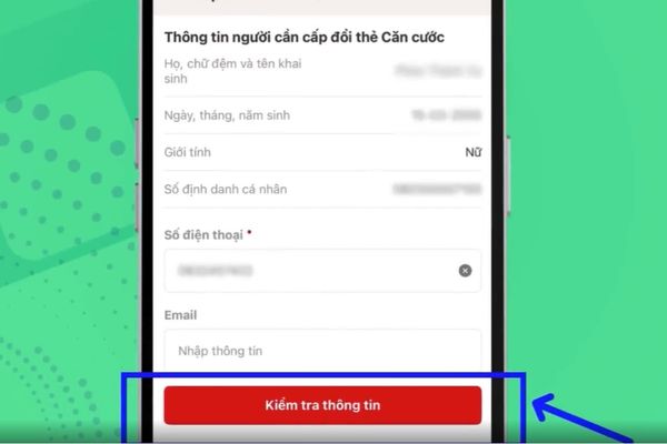 Bấm vào ô Kiểm tra thông tin