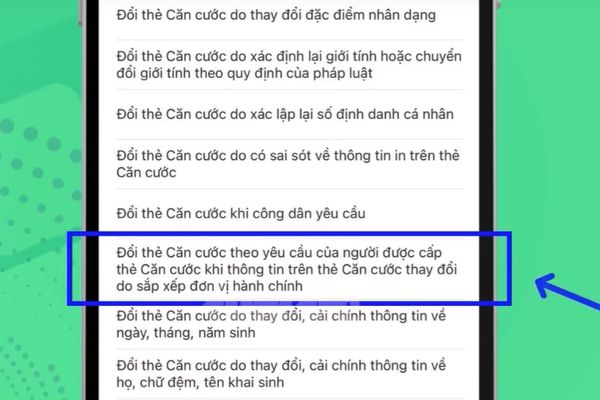 Chọn đúng lý do cấp đổi