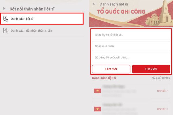 Hướng dẫn cách nhận nhân thân liệt sĩ trên VNeID