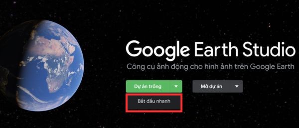 Cách tạo hiệu ứng zoom từ vệ tinh làm video bất động sản 15 Chọn mục Bắt đầu nhanh