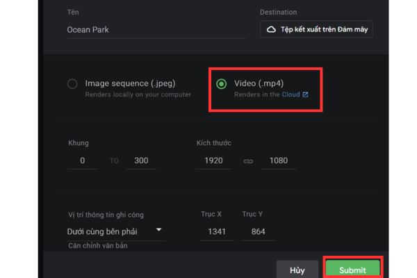 Cách tạo hiệu ứng zoom từ vệ tinh làm video bất động sản 20 Chọn định dạng xuất là video MP4