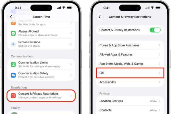Nhấn vào mục Siri