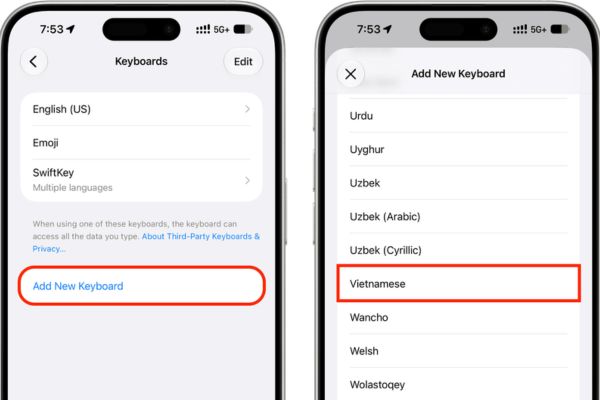 Sử dụng bàn phím tiếng Việt của Apple