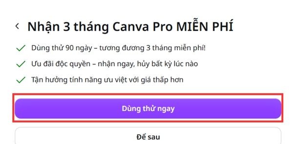 Bấm ngay vào cái nút Dùng thử ngay