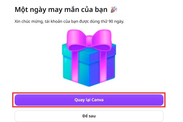 Chọn vào dòng chữ Quay lại Canva