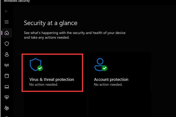 Chọn vào mục Virus & threat protection